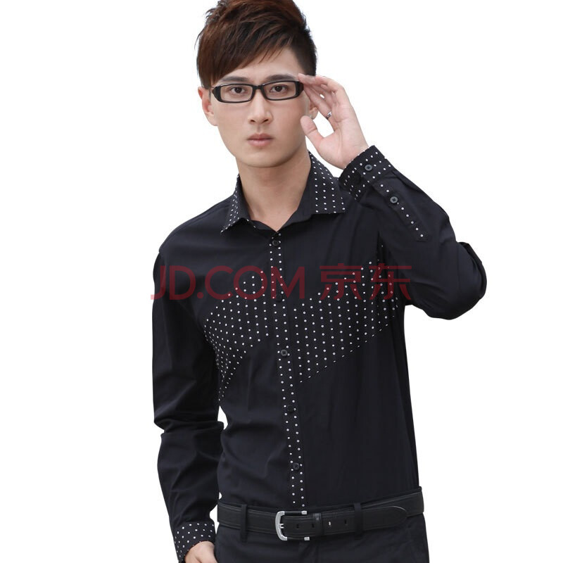 MAN FRIDAY 新款精致花点时尚休闲男士黑色