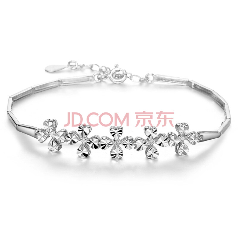 易燃火山纯银 925纯银幸福四叶草<em>手链</em> 女 幸运