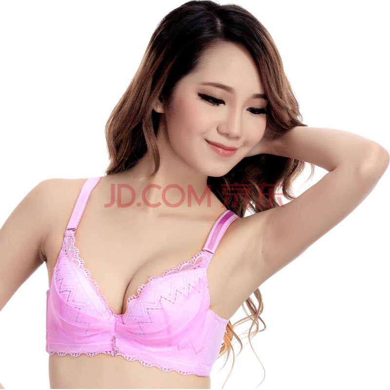 施魅儿蕾丝网纱深v<em>鸡心文胸</em>jxwx0123 粉色 c75