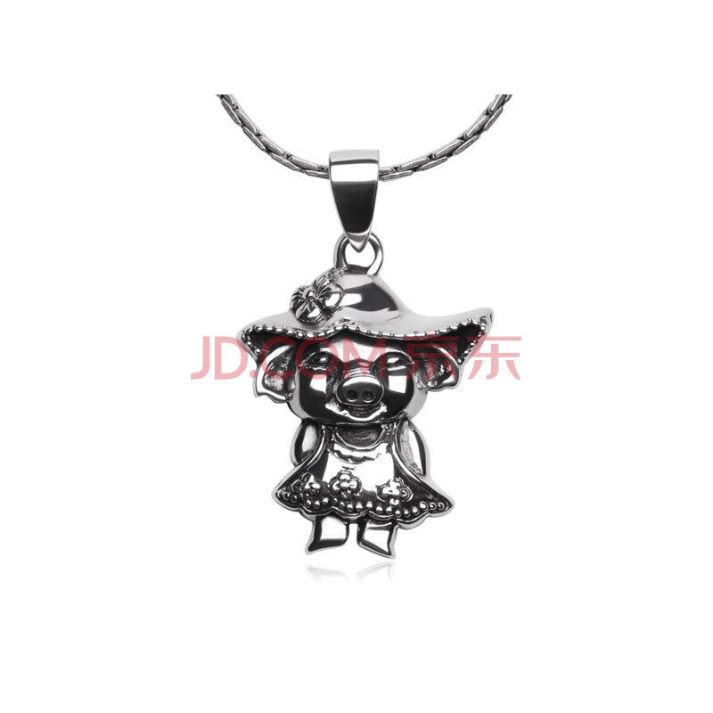 海盗船银饰 925银 女娃小猪项坠 58405图片