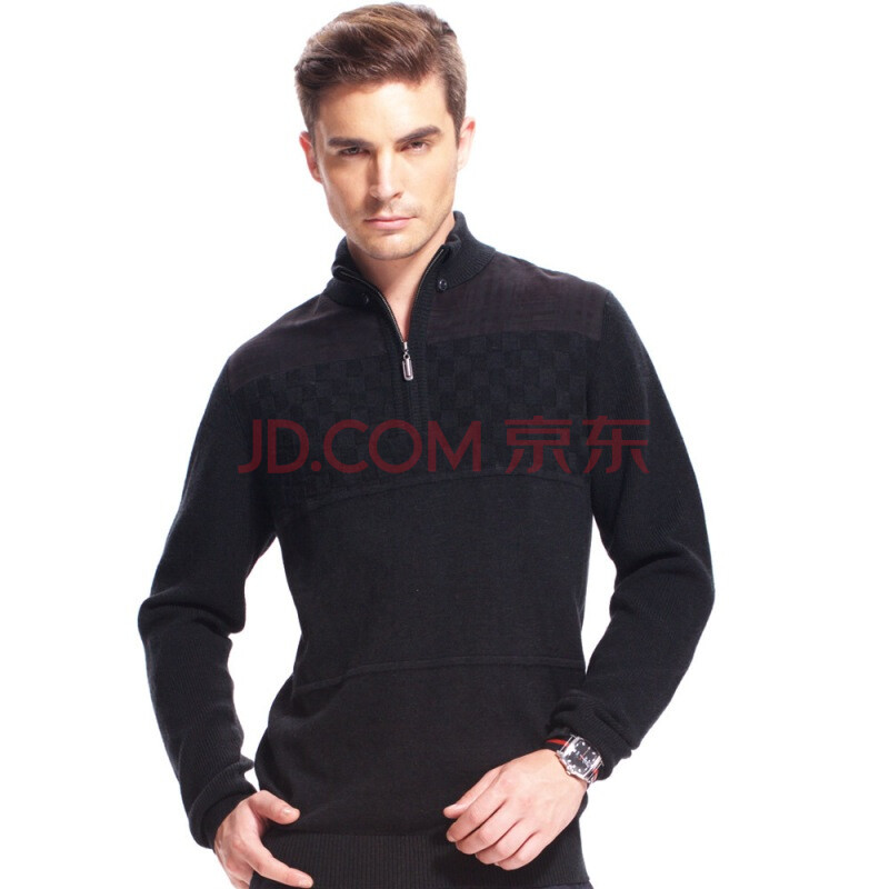 霞湖世家\无花优品 男装秋装立领美丽诺长袖羊