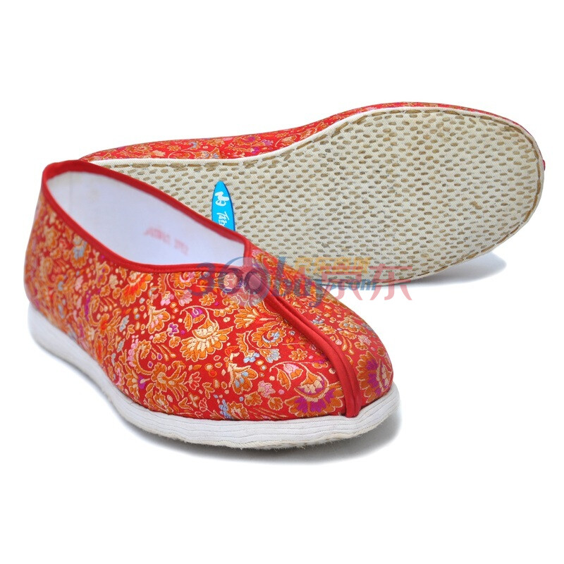 内联升\/坤女千层底红色织锦缎面布鞋\/8261