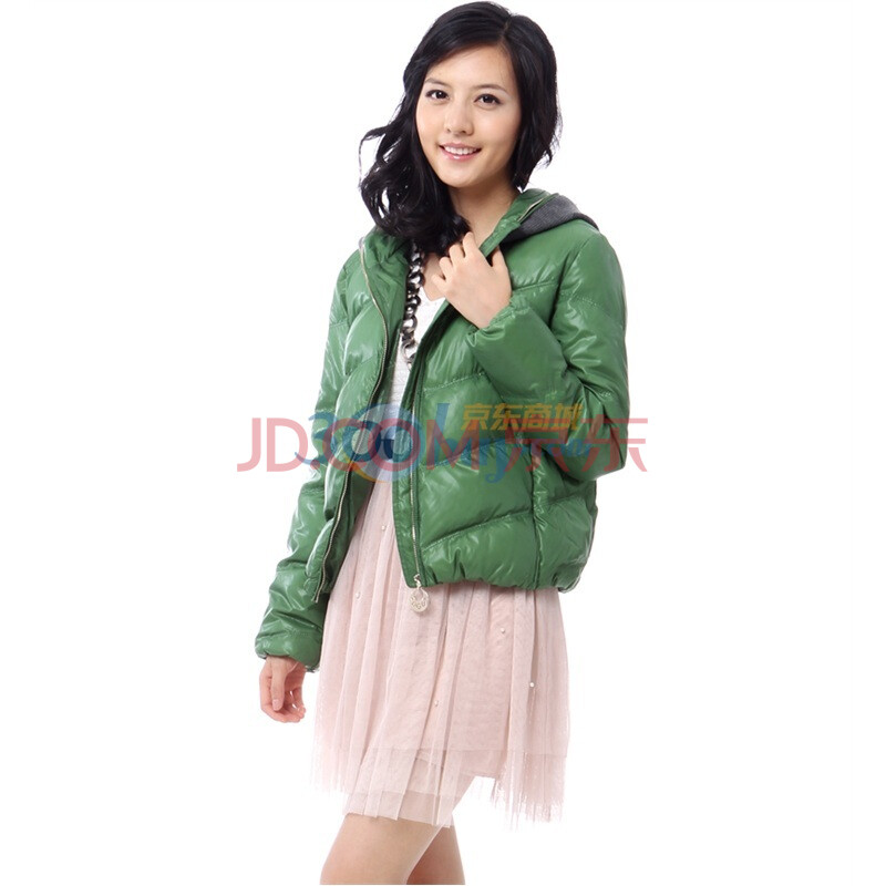 <em>雅鹿</em> 新品罗纹帽<em>女短款羽绒服</em> YM10060 浅绿色
