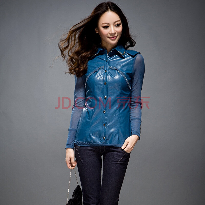 韩宿 <em>韩版女式春装</em>新品女装衬衫pu皮衬衣07-2