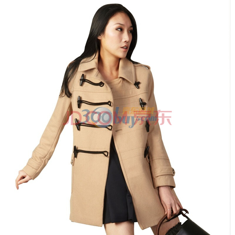 拉维亚 新款<em>冬装</em> <em>绯闻女孩</em>英伦学院牛角扣毛呢