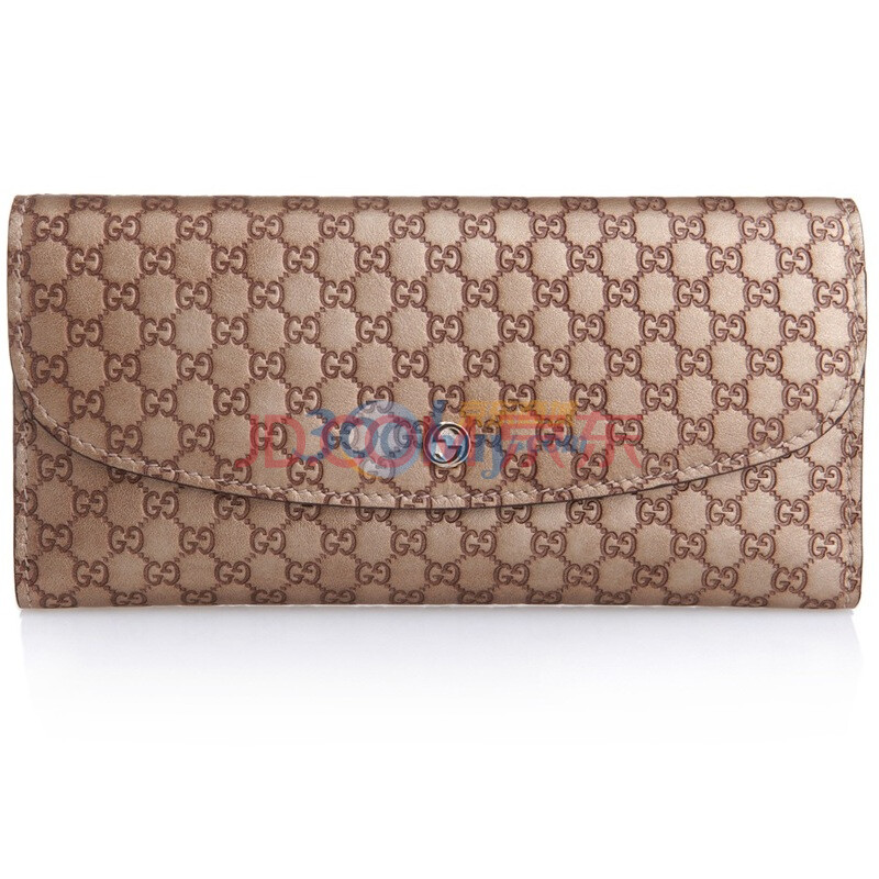 【古驰翻盖钱包】gucci 古驰 <em>女式皮革</em>浅咖色长
