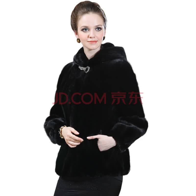 桉杰ANGGI 进口水<em>貂皮</em>时尚连帽<em>女士</em>水貂<em>大衣</em>