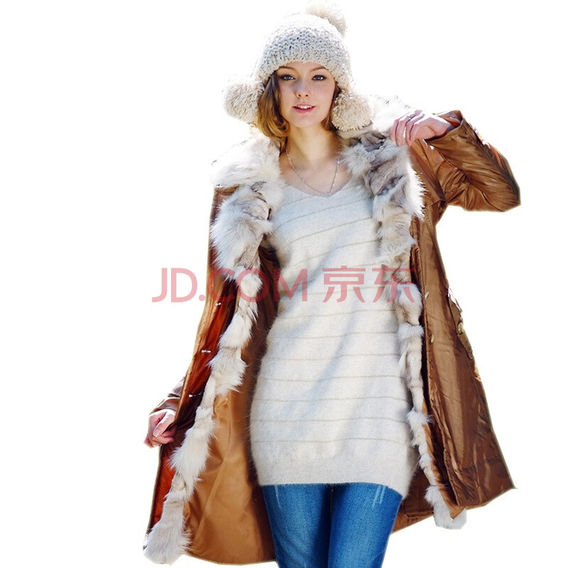 迪菲 IDF 奢华富贵蓝狐脚毛毛领<em>女式棉外套</em>FW