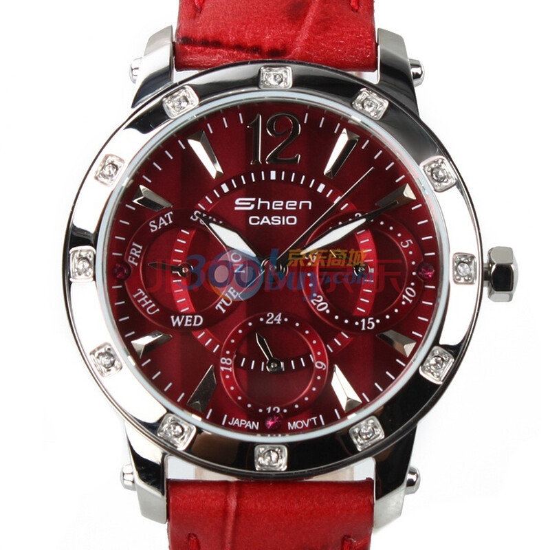 sheen系列<em>卡西欧casio</em>石英表<em>女士手表</em>红色表盘