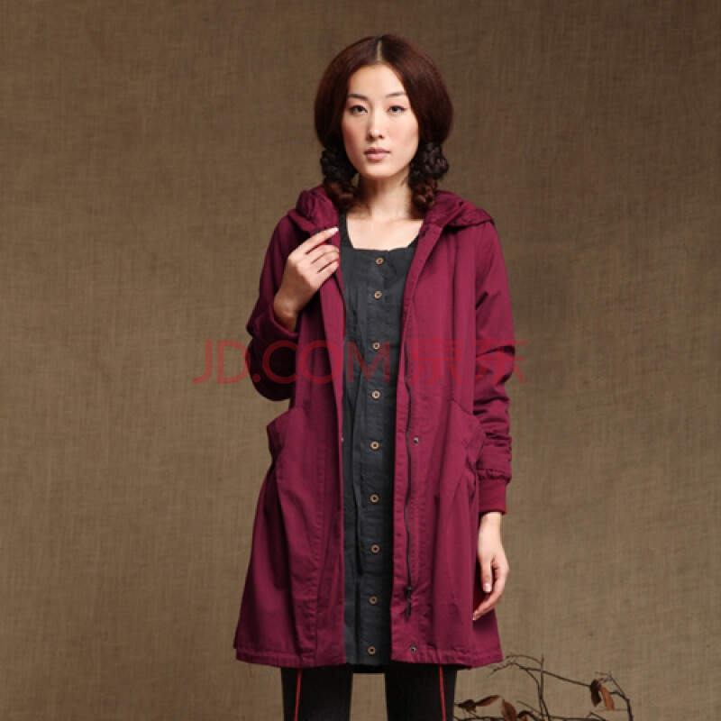 INMAN<em>茵曼</em>2011<em>秋装</em>新款连衣帽中<em>长款</em>全棉外