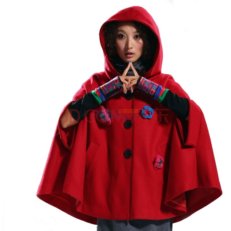 格子长斗篷外套