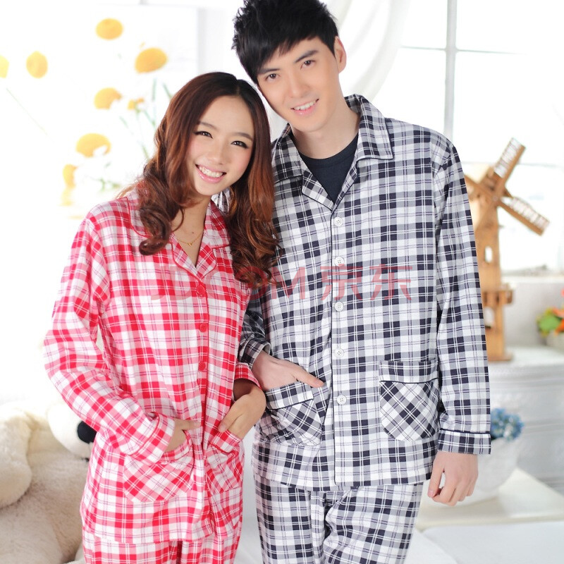 幻想曲VIMUSE春秋季时尚<em>格子情侣</em>家居服长袖