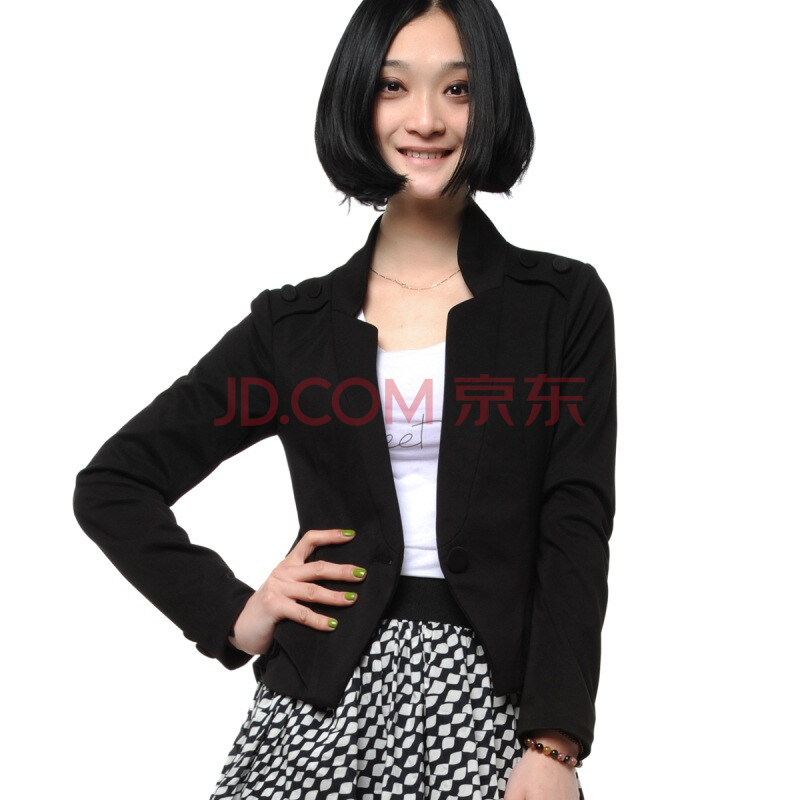 十衣素 春装韩版修身一粒扣短款<em>长袖外套</em> L29