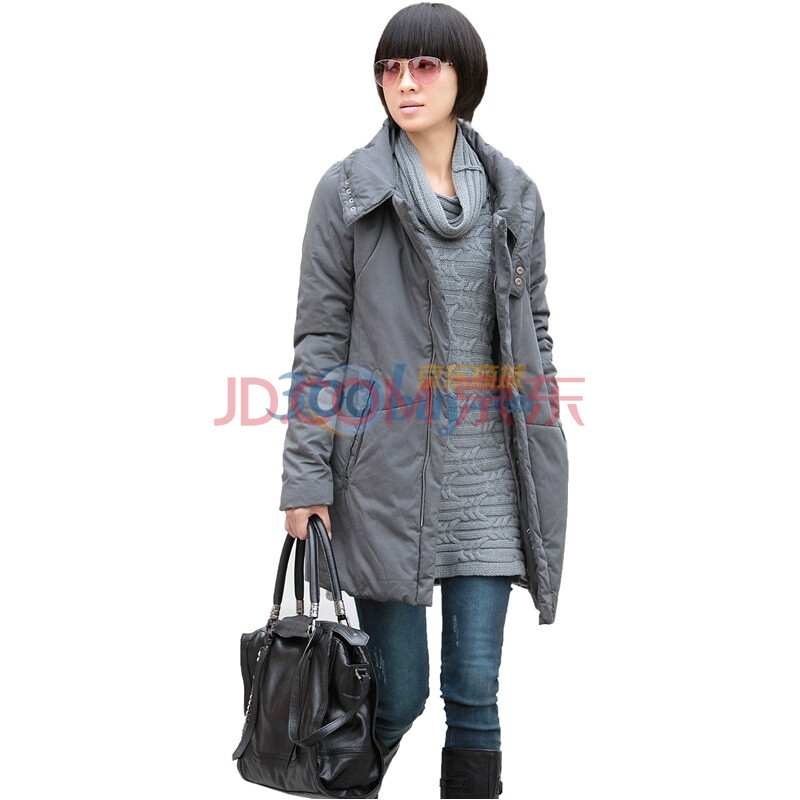 <em>艾米 amii</em> 秋冬翻领中长款纯色<em>女装</em>棉衣<em>外套</em> 1