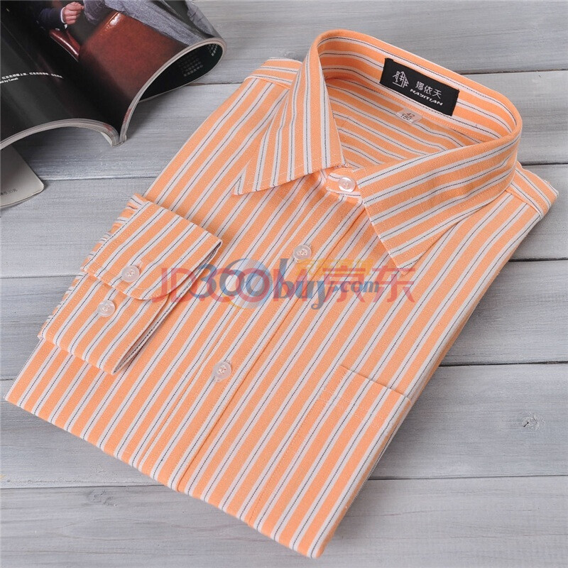 娜依天衬衫纯棉粗布男士衬衫 橙色 180\/100图