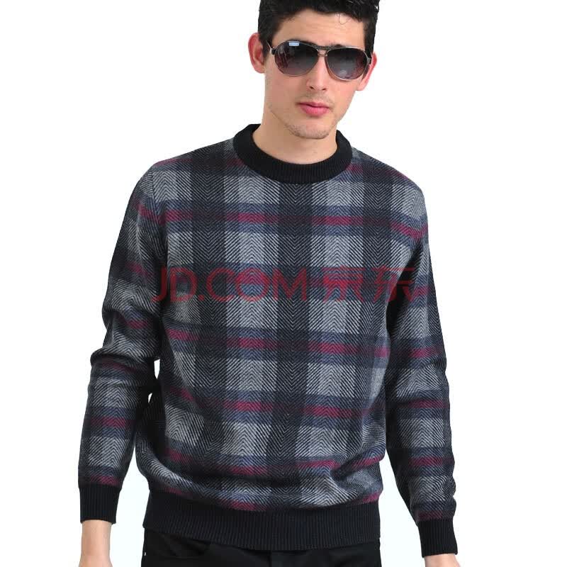 【北极羊】<em>男士羊毛</em>衫<em>加厚毛衣</em>时尚潮款幻影条