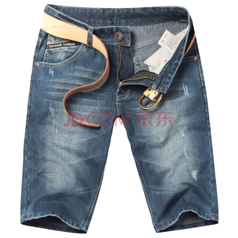 零号男 水洗磨白全棉<em>五分牛仔短裤</em> bdc0023 蓝