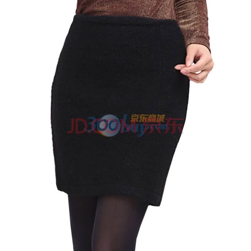 韩都衣舍 韩国<em>半身裙秋装新款</em>女纯色毛呢<em>半身</em>