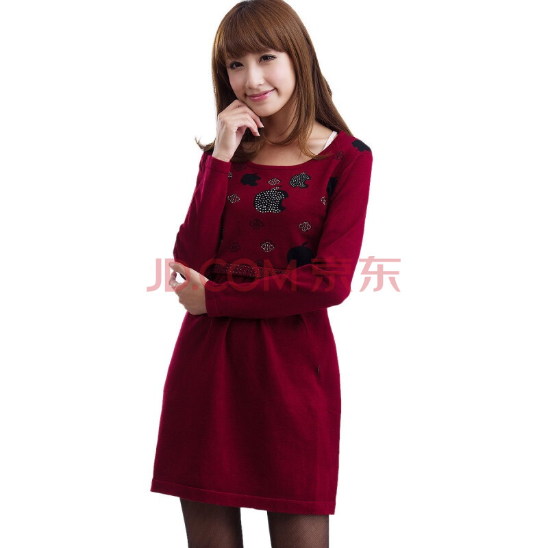 妮蕾迪 2011秋装新款女装 韩版修身苹果烫钻针织