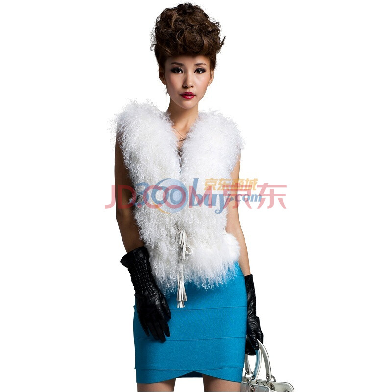 魔头MOTOUL 秋<em>冬款</em> 拼接滩羊毛 <em>女士</em>皮草背心