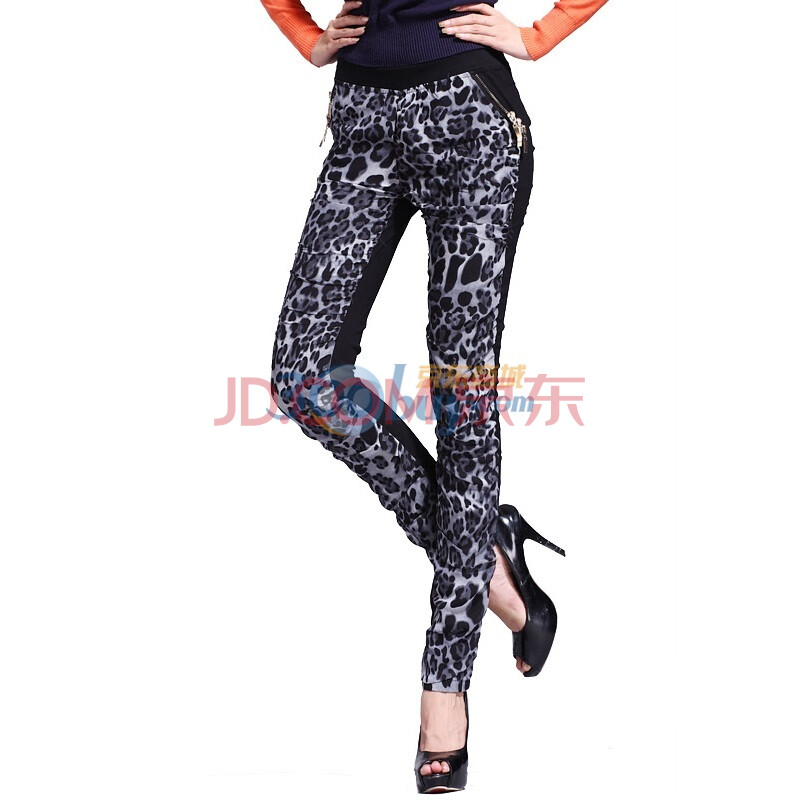 波特唐弹力保温褶皱帅气保温针织裤打底裤子BN1104 黑色 25图片