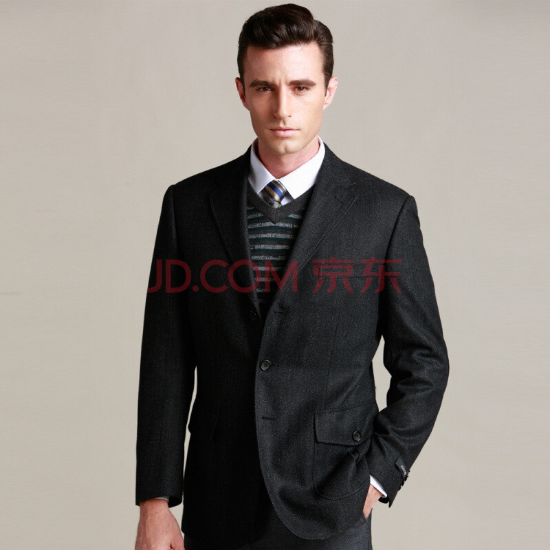 joeone九牧王 外套 商务休闲深色西装西服jxk3431910 黑色 46b