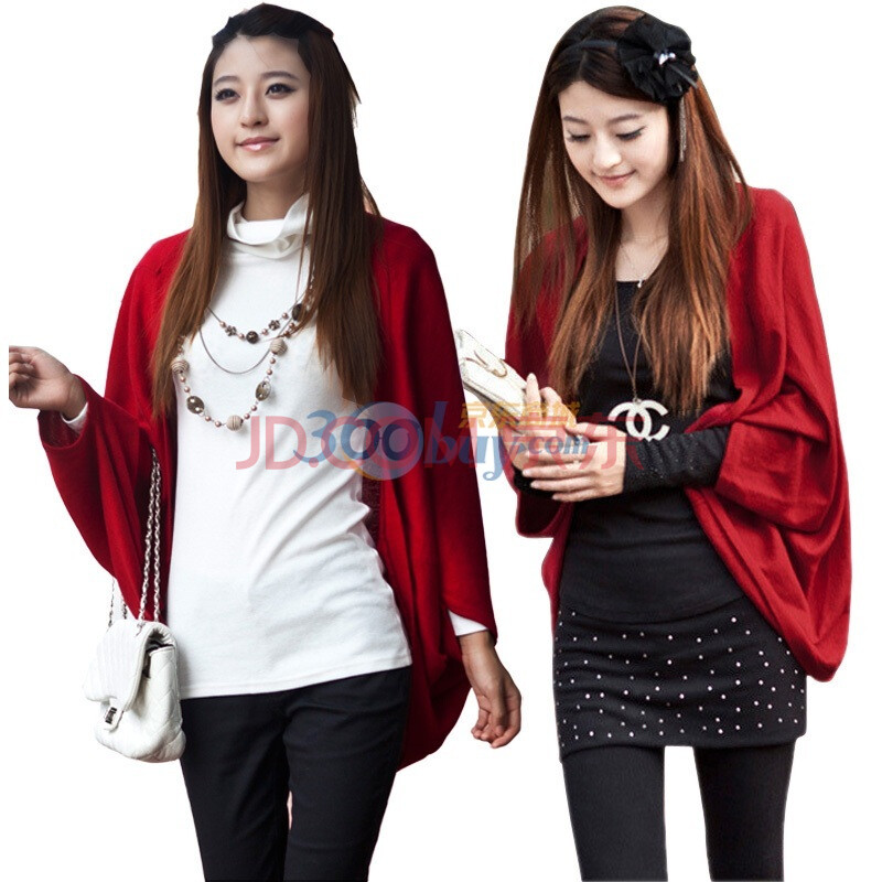 蝶恋 2012秋装新款韩版<em>蝙蝠袖</em>长款<em>披肩</em>宽松针