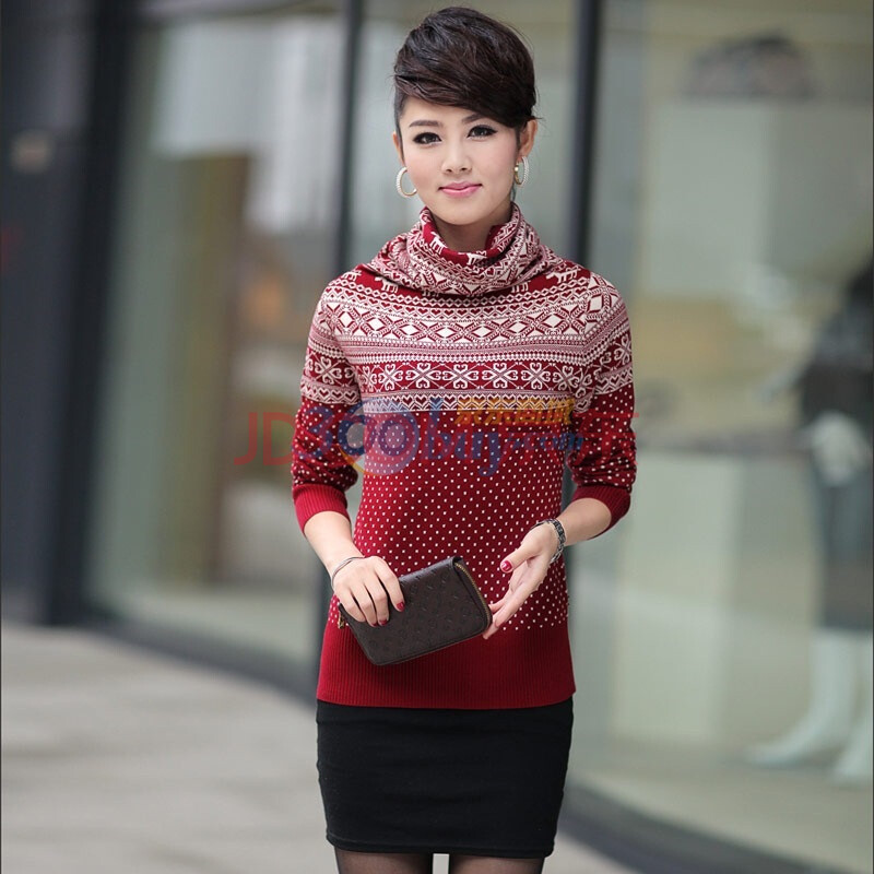 【VITOCOGO维多克果】<em>长款</em>女士<em>毛衣高领打</em>