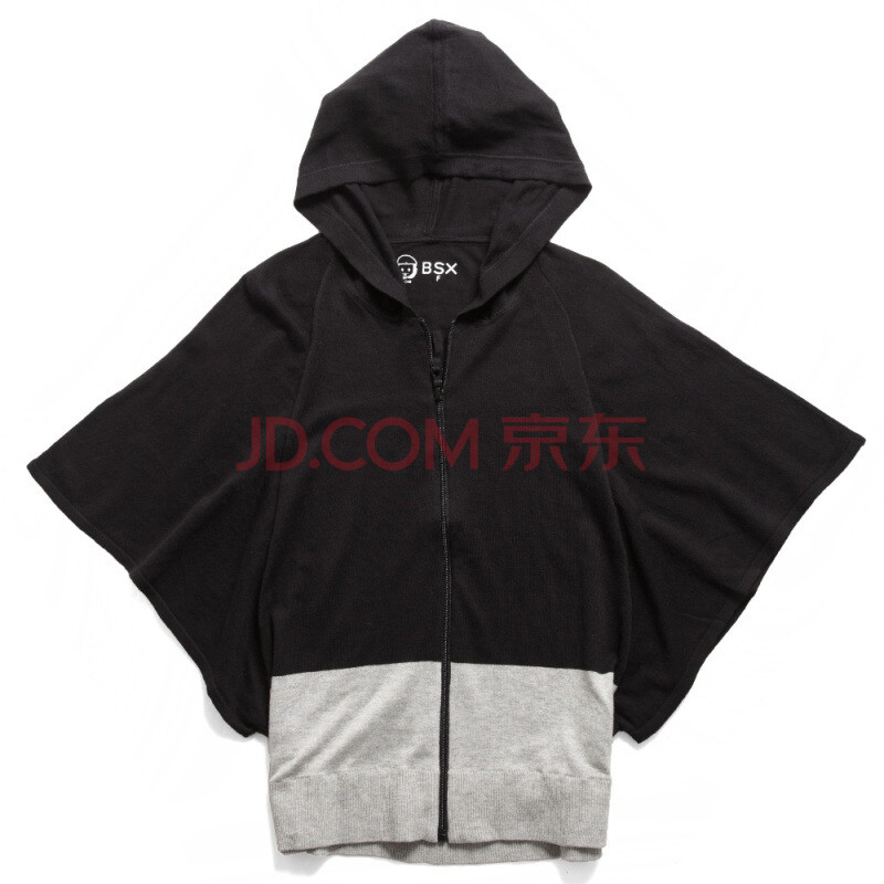 Giordano/佐丹奴BSX女装撞色蝙蝠袖连帽线衫04351140 黑色 均码