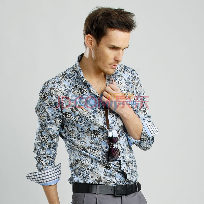 we 男士纯棉印花休闲衬衣衬衫 111182001 air