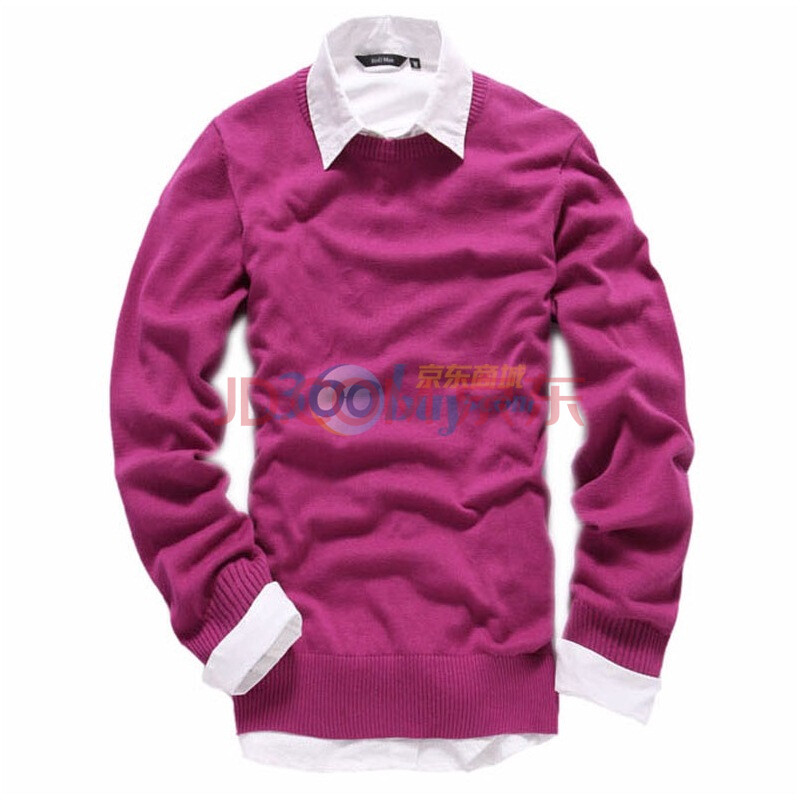 好衣府男装春装新款 纯色针织线衫圆领毛衣1009-965 紫色 XL180图片