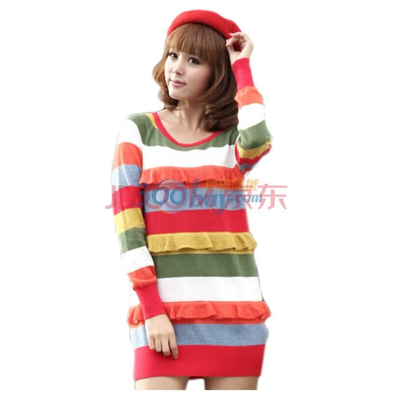 彩色条纹长款毛衣1nr5j53w