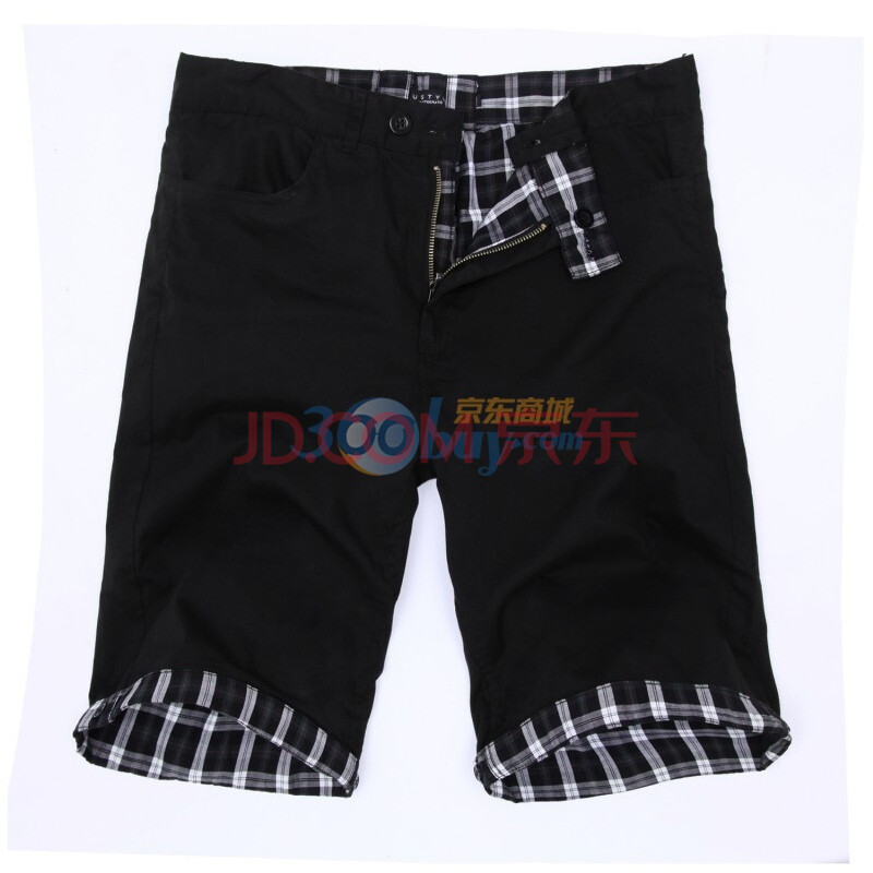 justyle简约随意格子外翻撞色两面<em>穿</em>男士休闲短