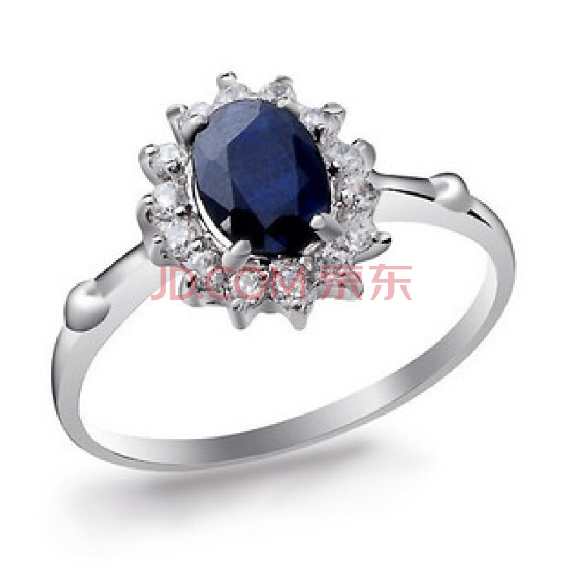 易燃火山正品 925银镶嵌A级天然蓝<em>宝石戒指</em> 女