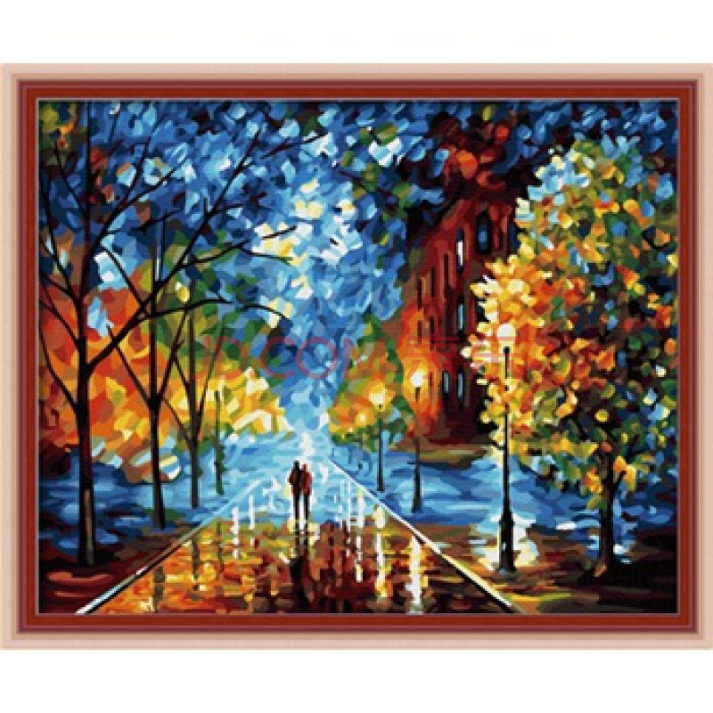 diy<em>数字油画</em> 数字彩绘 自助油画diy 夜色阑珊 4