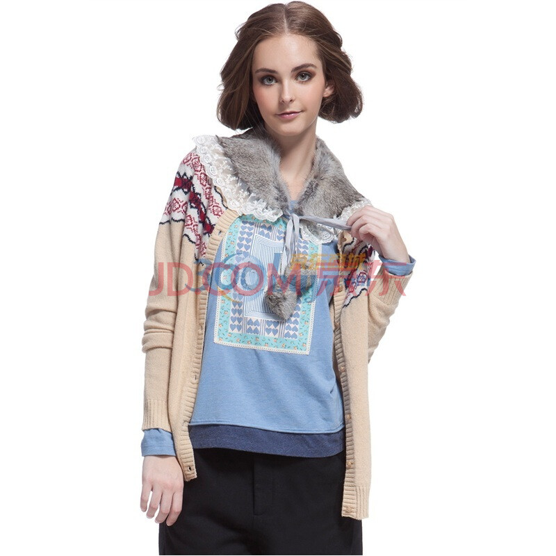 ochirly欧时力2011<em>冬季</em>新款浅<em>杏色</em>长袖百搭毛织