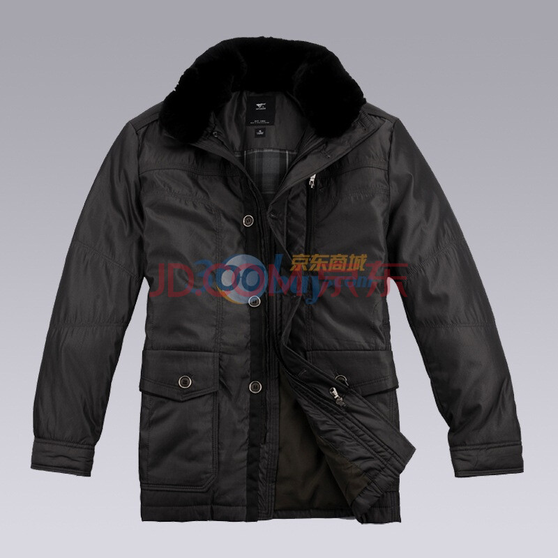 七匹狼男装外套中长款羽绒服111170701606 暗