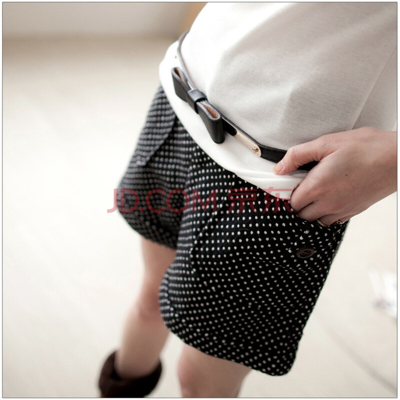 东京着衣 波点靴裤圆点<em>毛呢短裤</em>1027840 <em>黑色</em>