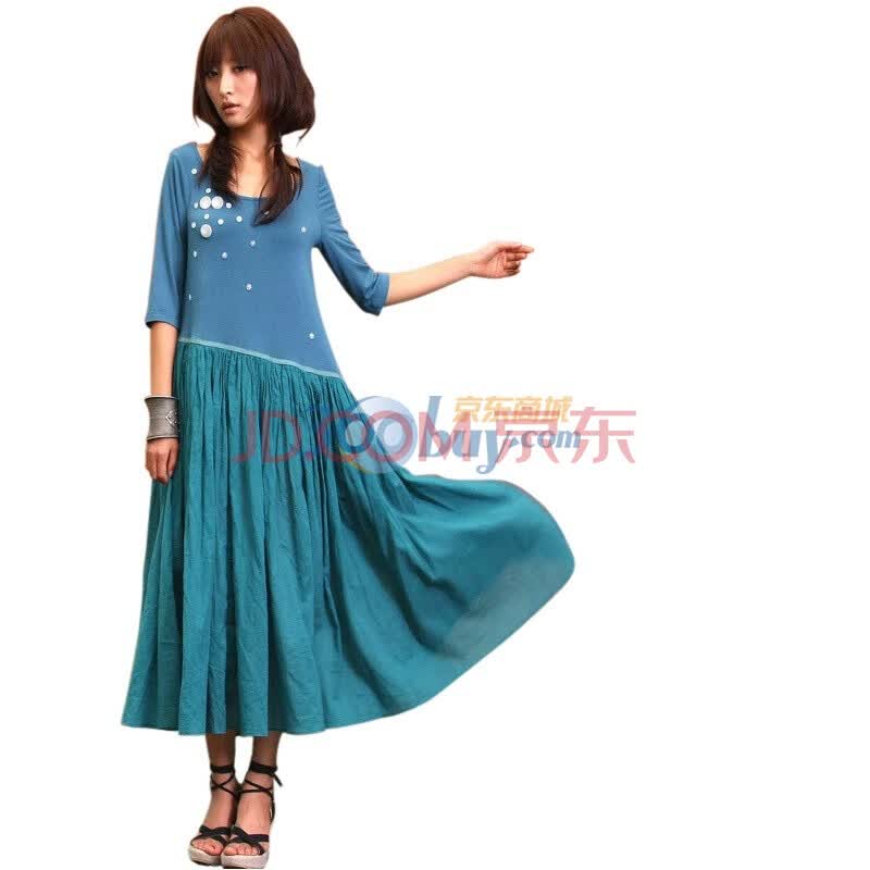 <em>裂帛</em> 女装春装拼接七分袖<em>连衣裙</em>长<em>裙子</em> 斜 435