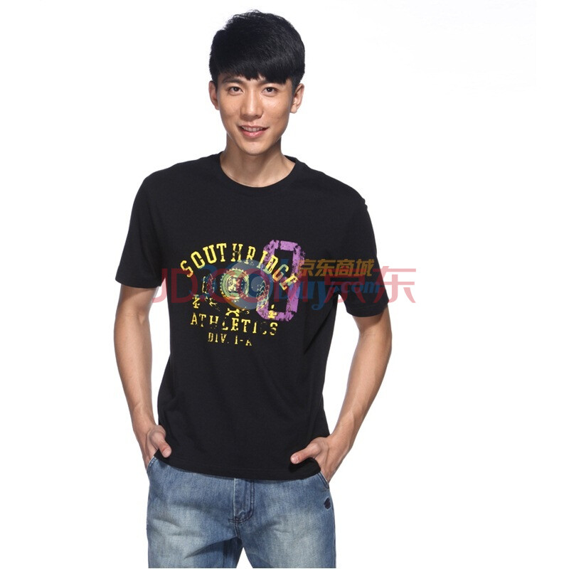 IZOD 新款含莫代尔半袖印花图案圆领男士短袖