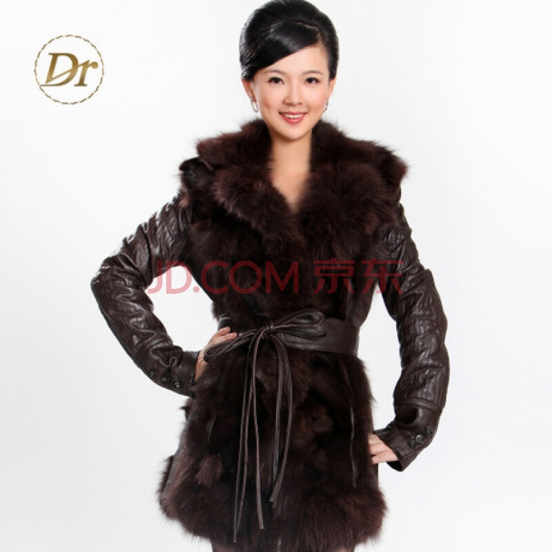 Dr 德若 2012新款海宁<em>皮草女款</em>长袖狐狸毛<em>外套</em>