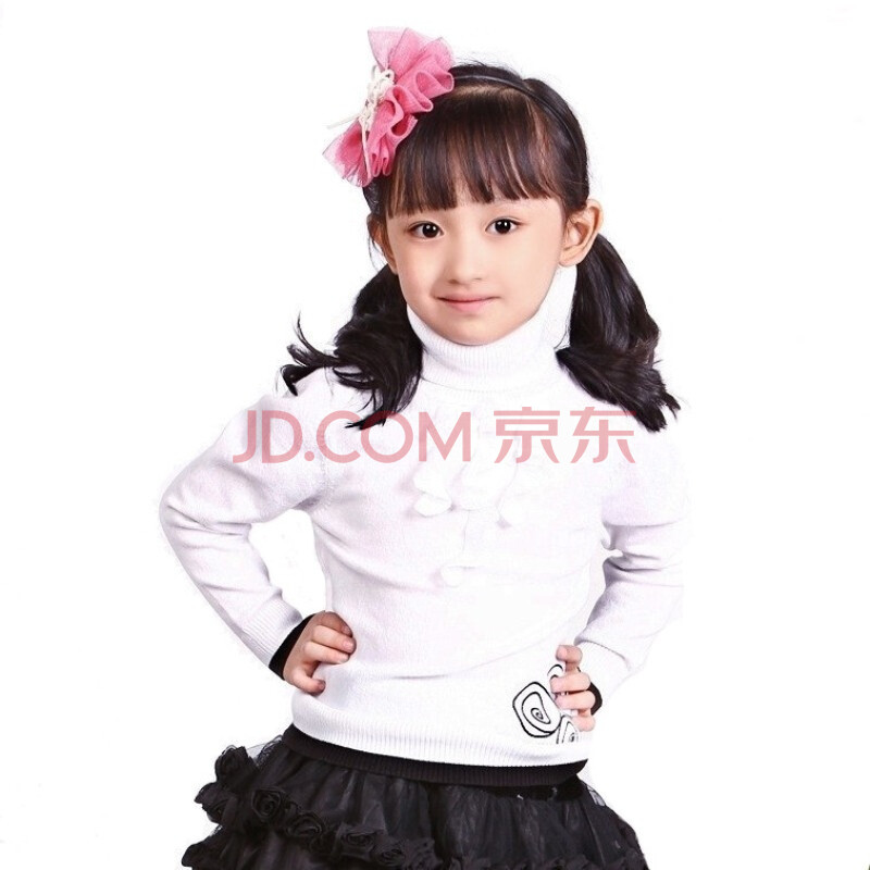 泡芙宝puffykids童装 <em>女童</em>翻花<em>打底</em>高领<em>毛衣</em> 女