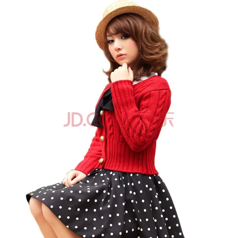 MEYEEKA 2011可爱麻花高腰<em>红毛衣</em>开衫1005