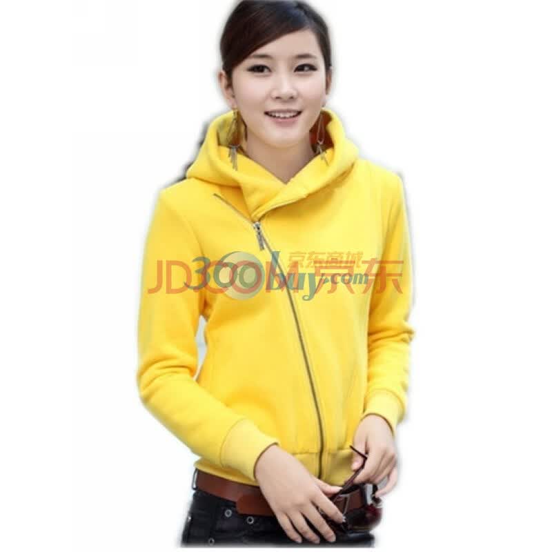 达思彼 <em>斜拉链</em>加厚抓绒<em>卫衣外套</em> S5001 纯黄 M