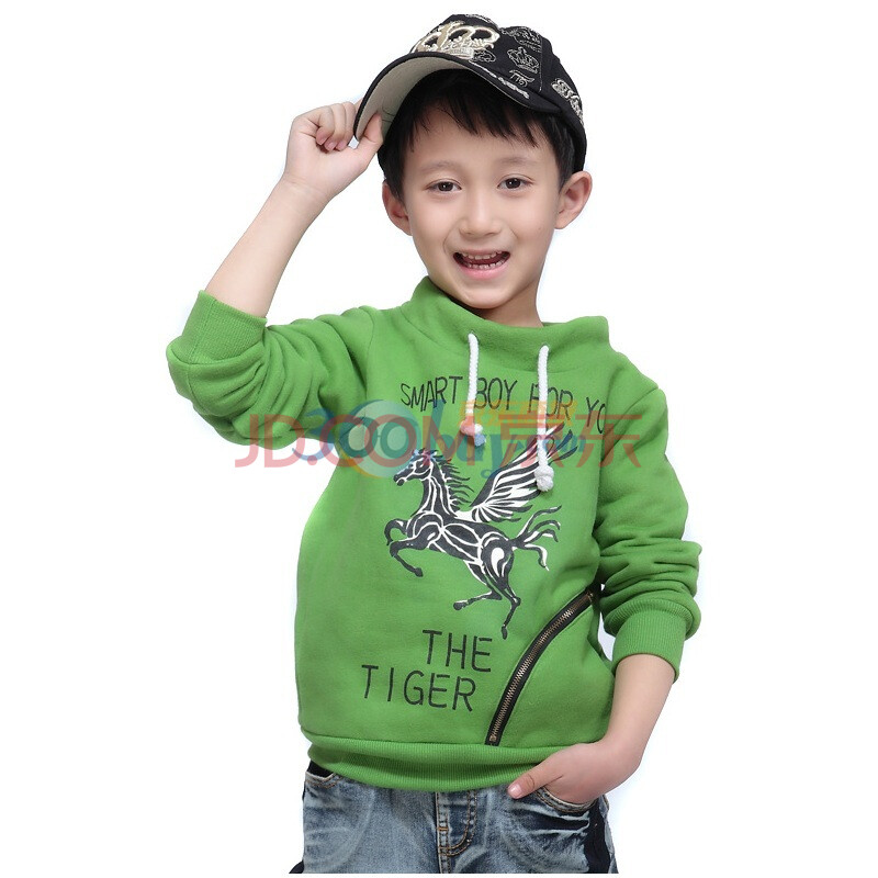 小虎宝儿童装 可爱飞马儿童卫衣 男童春装外套卫衣 新品2012 橄榄绿 140图片