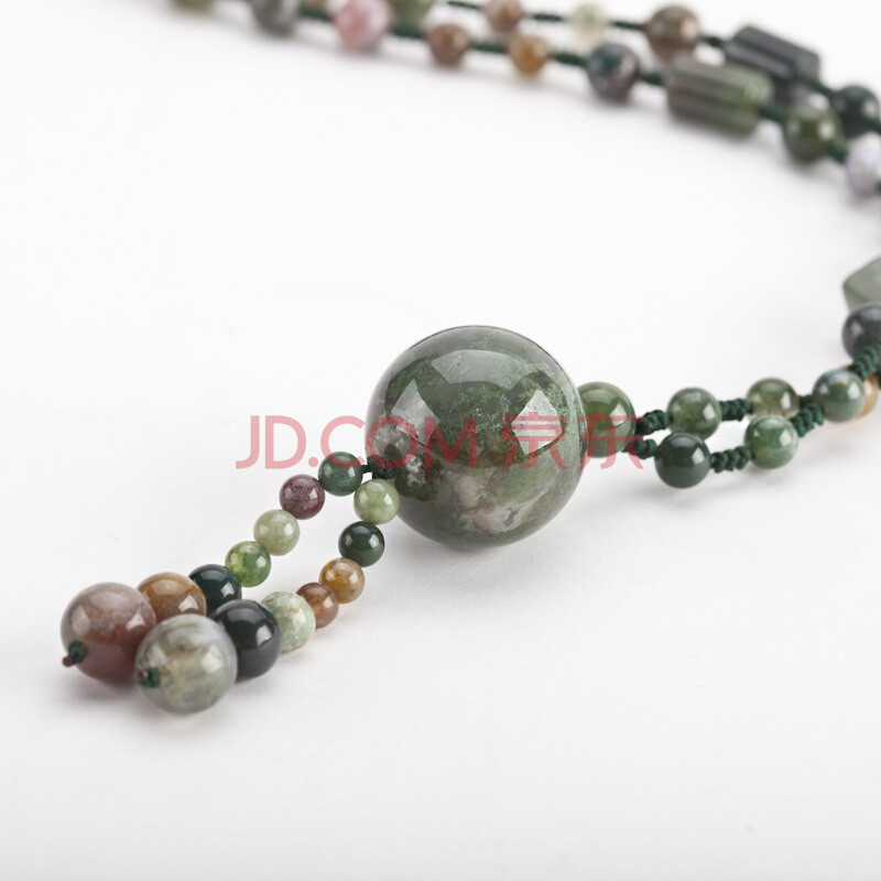 沐恩 国色天香 精品天然水草<em>玛瑙</em>圆球<em>毛衣链</em>约
