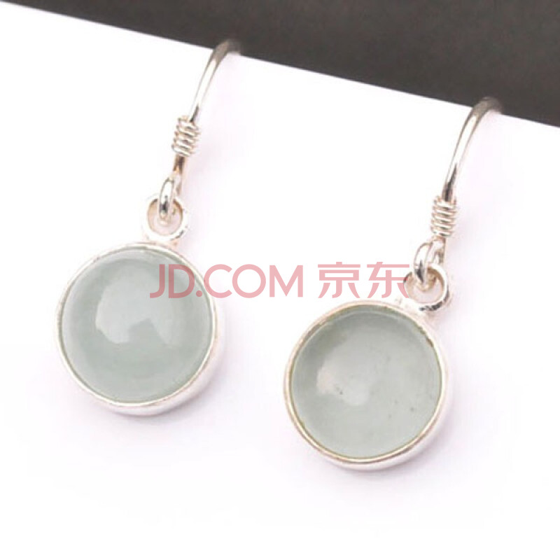 【九壹银庄】925银饰<em>纯银耳环</em>天然海蓝宝<em>耳坠</em>