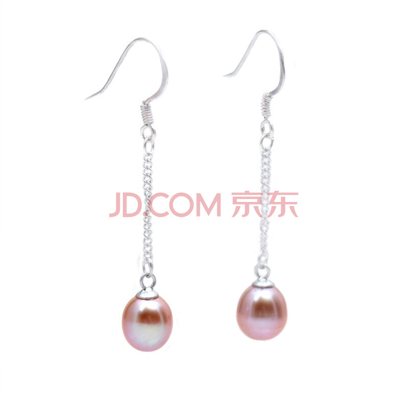 千玺珠宝 天然紫色淡水珍珠<em>纯银耳环耳坠图片</em>