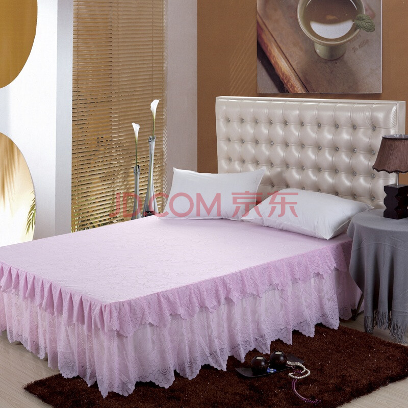 驯鹿家纺2012新款韩版公主双人优雅蕾丝边床裙180*200cm 202粉图片