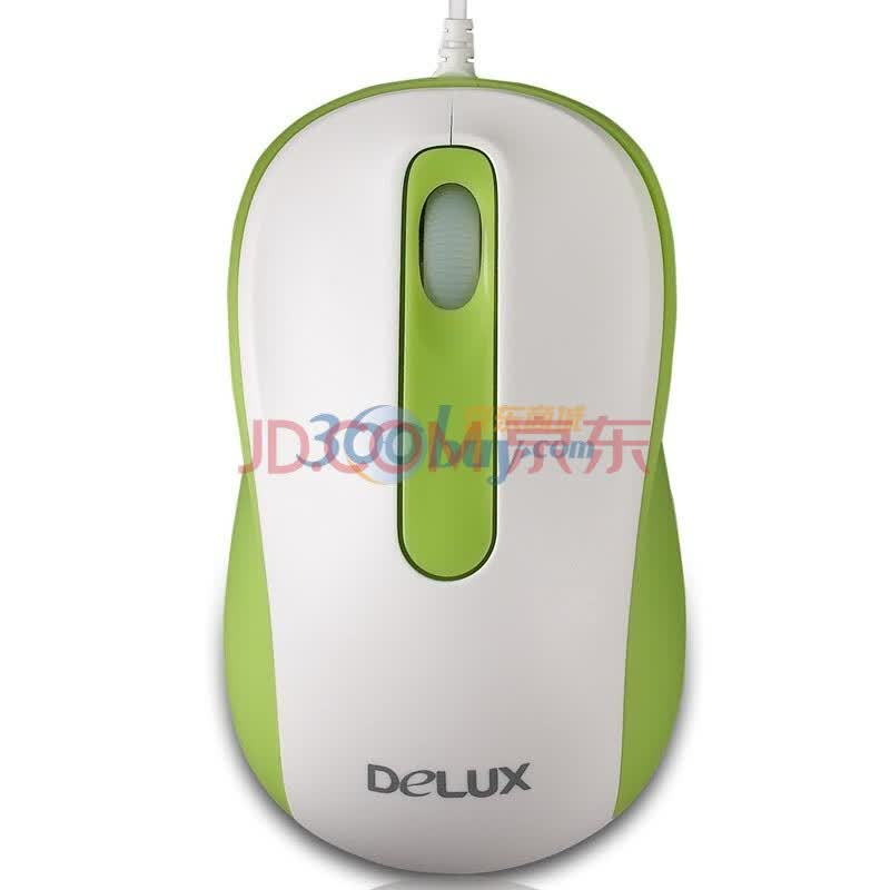 多彩（Delux）M102BU 有线鼠标 白绿